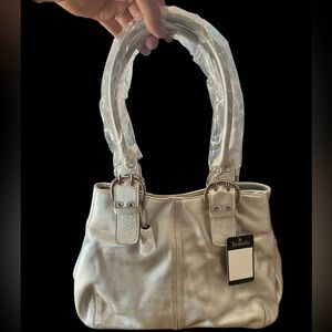 Tiganello leather metallic silver purse and matching wallet